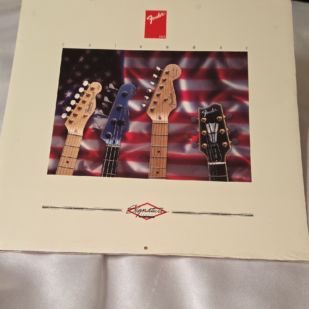 Fender Guitar Calendar 1993 Vintage Decor Office Guitar Music